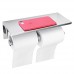 GEMITTO Bathroom Double Tissue Roll Holder SUS304 Stainless Steel Toilet Paper Holder with Mobile Phone Storage Shelf Wall Mounted - B07CXR2QT8